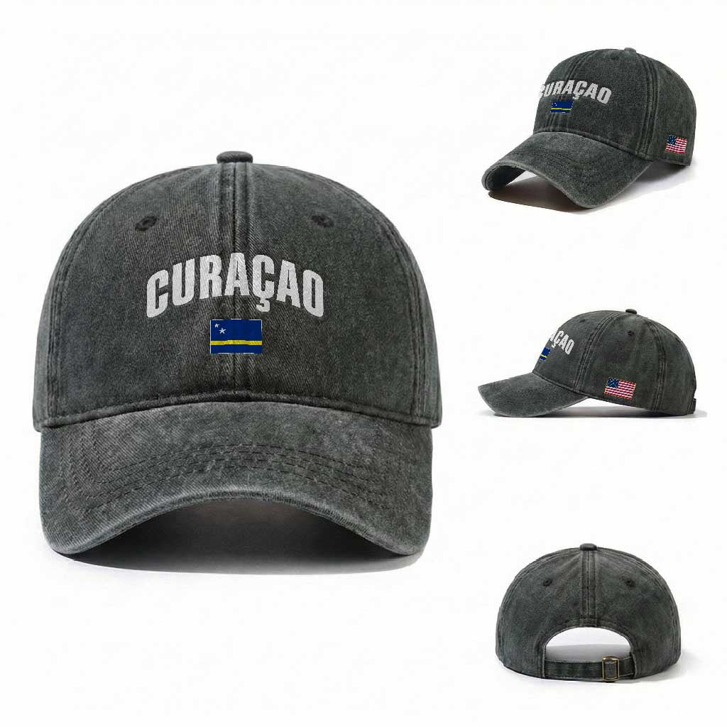 Curaçao National Flag Classic Heritage Washed Cotton Baseball Cap Caribbean Pride Souvenir