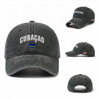 Curaçao National Flag Classic Heritage Washed Cotton Baseball Cap Caribbean Pride Souvenir