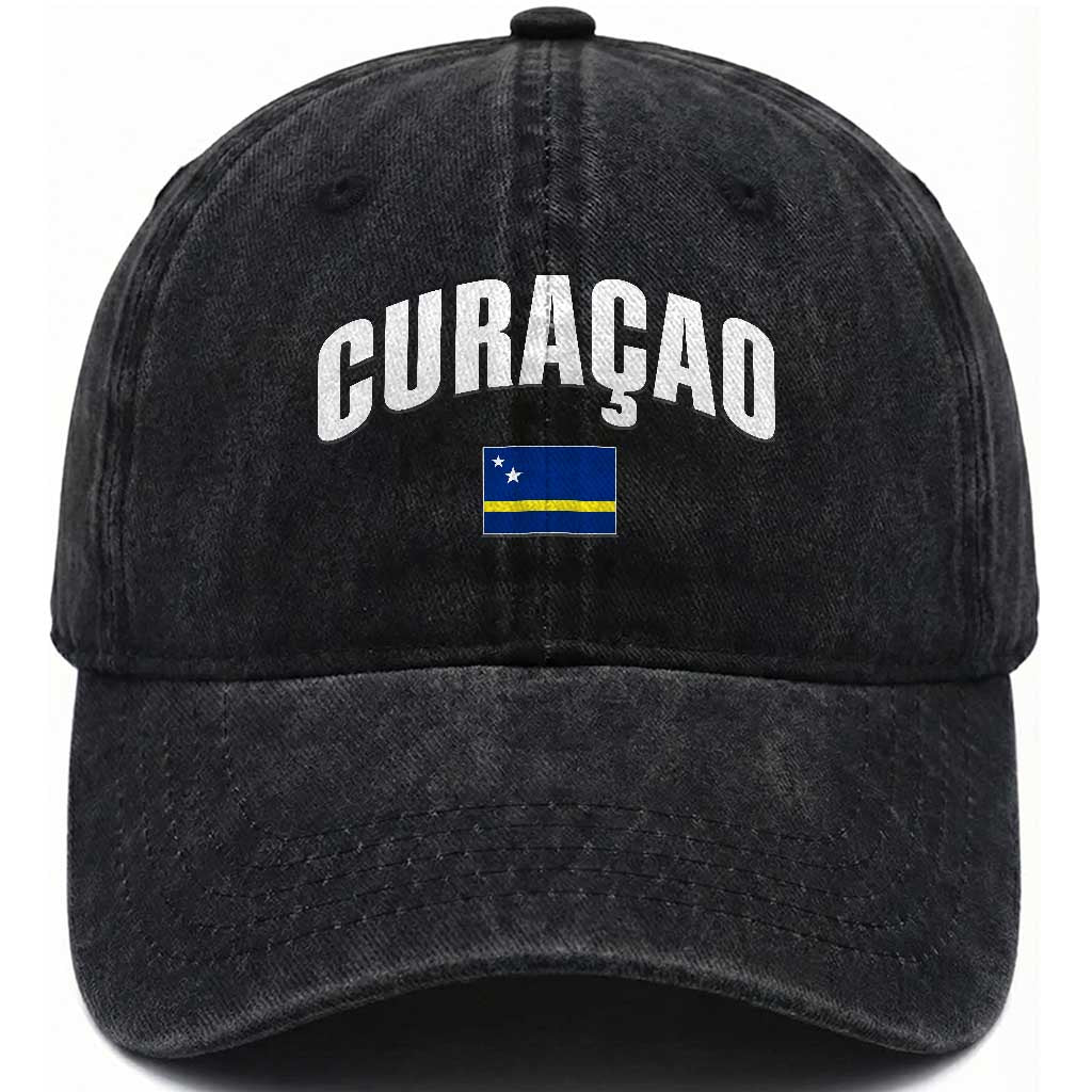 Curaçao National Flag Classic Heritage Washed Cotton Baseball Cap Caribbean Pride Souvenir