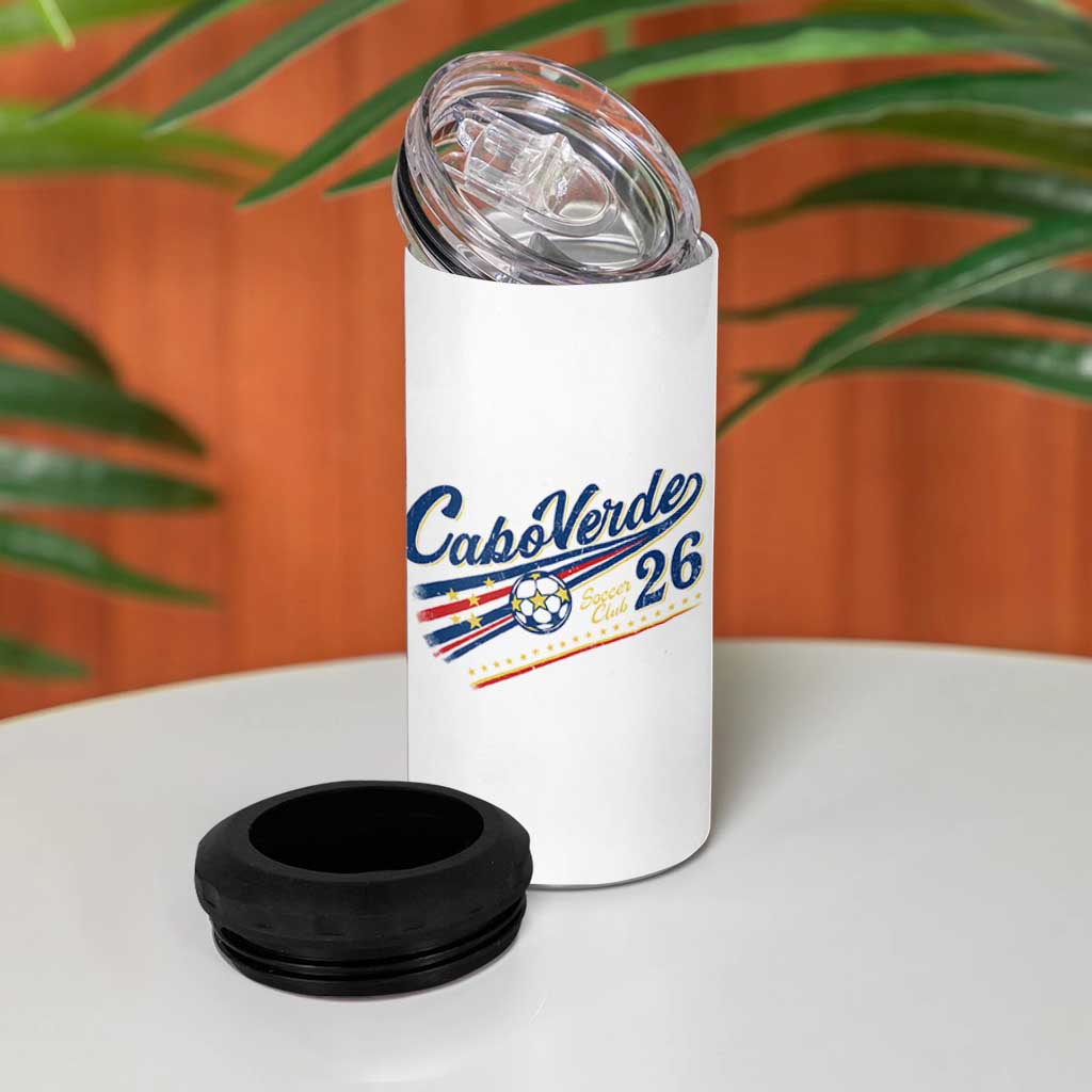Cabo Verde Soccer Club 26 National Pride 4 in 1 Can Cooler Tumbler Cape Verde Football Fans Retro Sporty Est. 2026