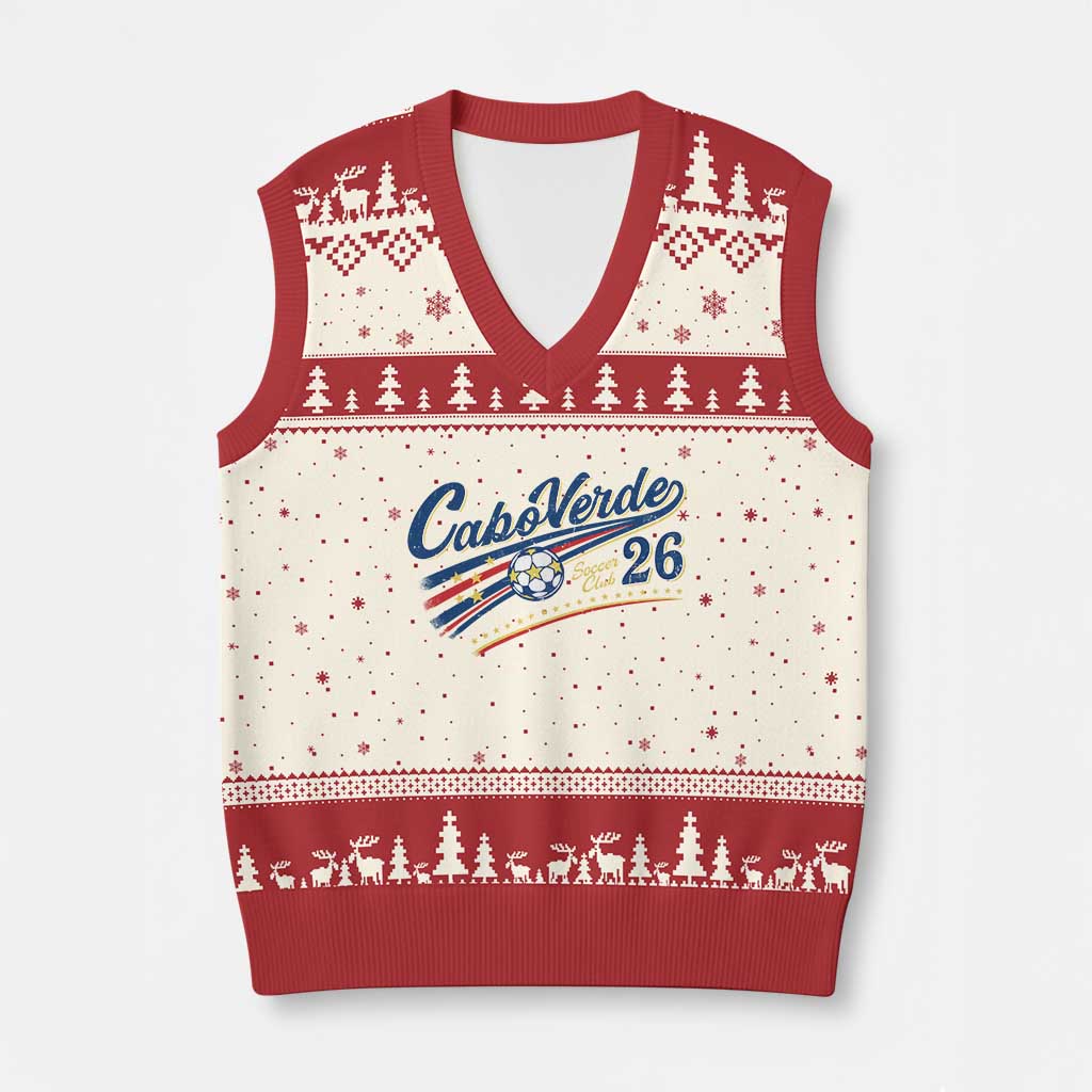 Cabo Verde Soccer Club 26 National Pride V-Neck Knit Sweater Vest Cape Verde Football Fans Retro Sporty Est. 2026 TS02