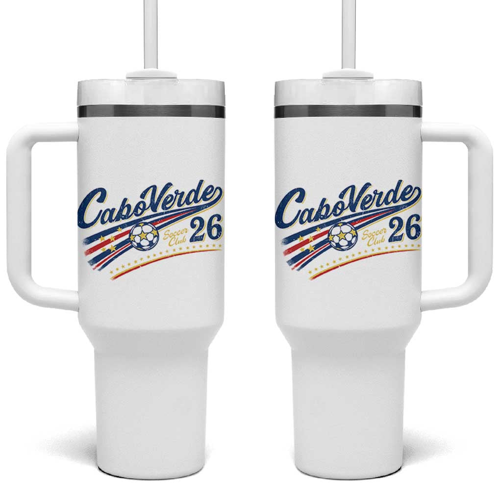 Cabo Verde Soccer Club 26 National Pride Tumbler With Handle Cape Verde Football Fans Retro Sporty Est. 2026