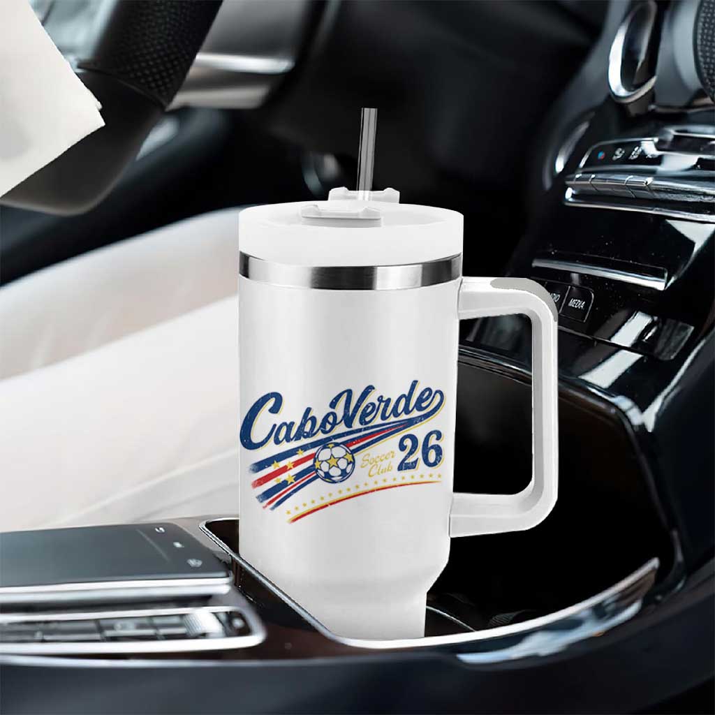 Cabo Verde Soccer Club 26 National Pride Tumbler With Handle Cape Verde Football Fans Retro Sporty Est. 2026