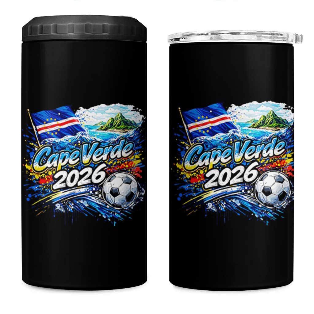 Cape Verde Soccer 2026 Island Flag 4 in 1 Can Cooler Tumbler Cabo Verde Football Team Fans Tropical Pride Gift