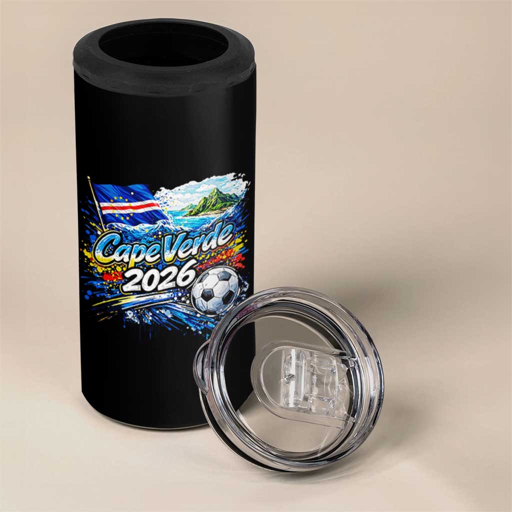 Cape Verde Soccer 2026 Island Flag 4 in 1 Can Cooler Tumbler Cabo Verde Football Team Fans Tropical Pride Gift