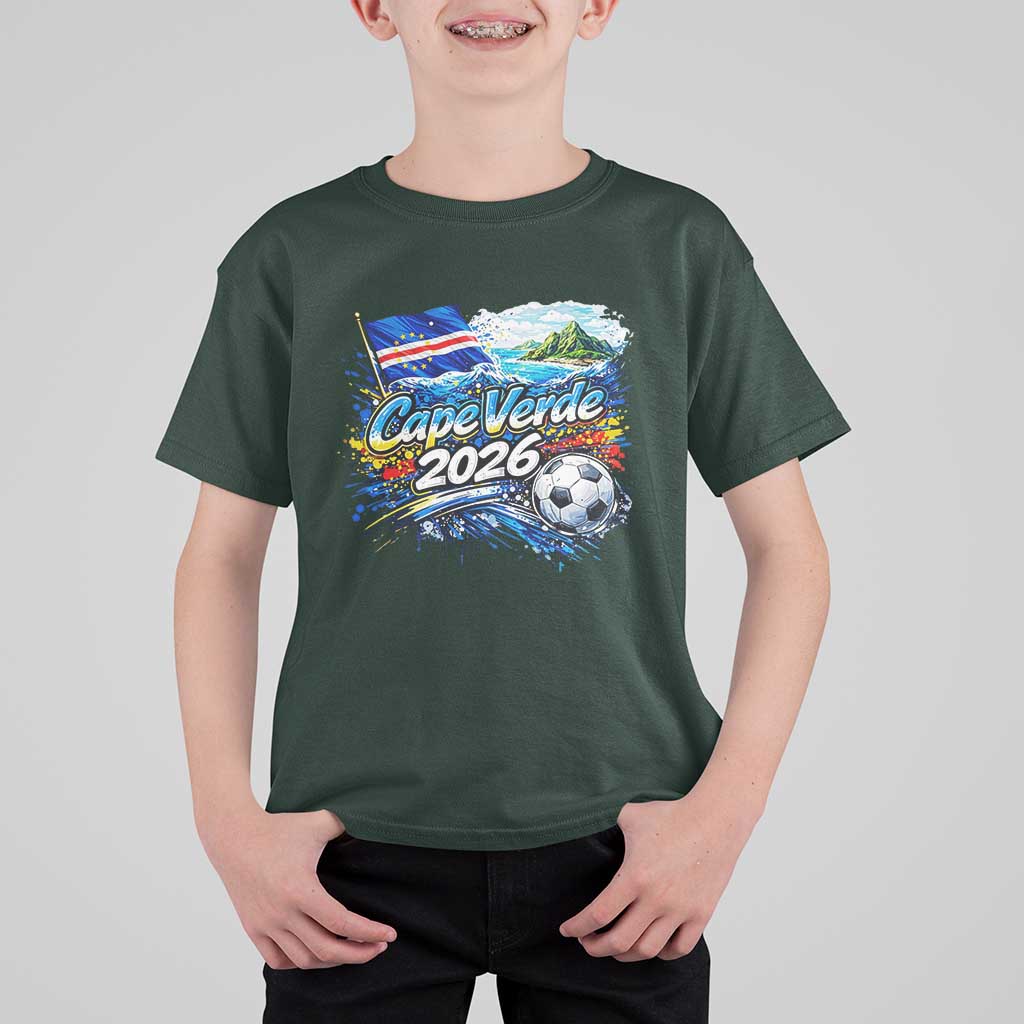 Cape Verde Soccer 2026 Island Flag T Shirt For Kid Cabo Verde Football Team Fans Tropical Pride Gift