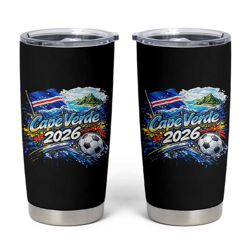 Cape Verde Soccer 2026 Island Flag Tumbler Cup Cabo Verde Football Team Fans Tropical Pride Gift