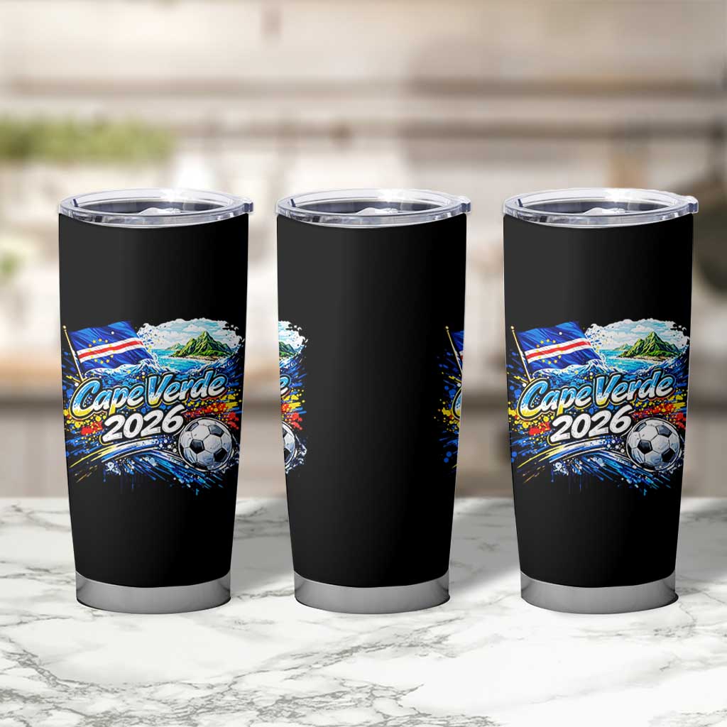 Cape Verde Soccer 2026 Island Flag Tumbler Cup Cabo Verde Football Team Fans Tropical Pride Gift