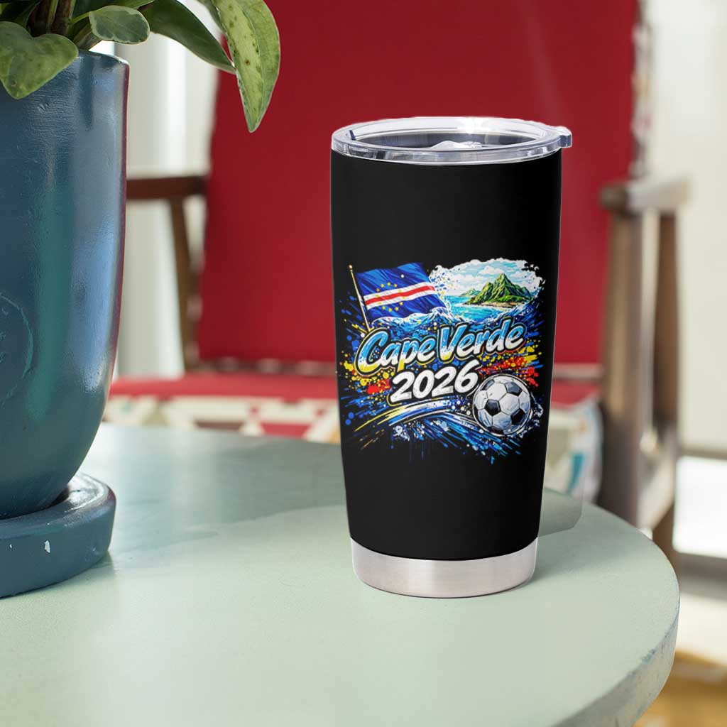 Cape Verde Soccer 2026 Island Flag Tumbler Cup Cabo Verde Football Team Fans Tropical Pride Gift