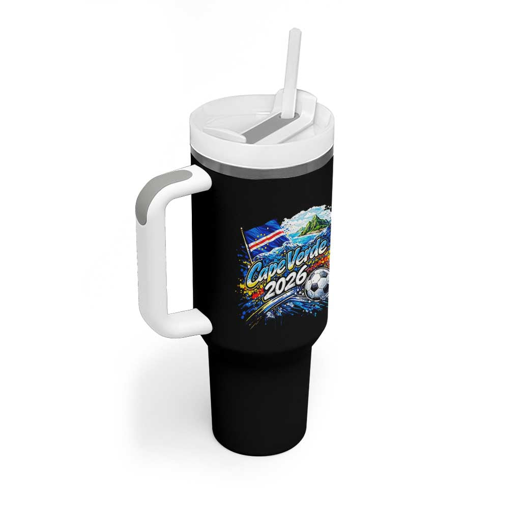 Cape Verde Soccer 2026 Island Flag Tumbler With Handle Cabo Verde Football Team Fans Tropical Pride Gift
