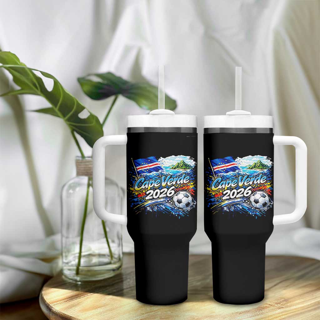 Cape Verde Soccer 2026 Island Flag Tumbler With Handle Cabo Verde Football Team Fans Tropical Pride Gift
