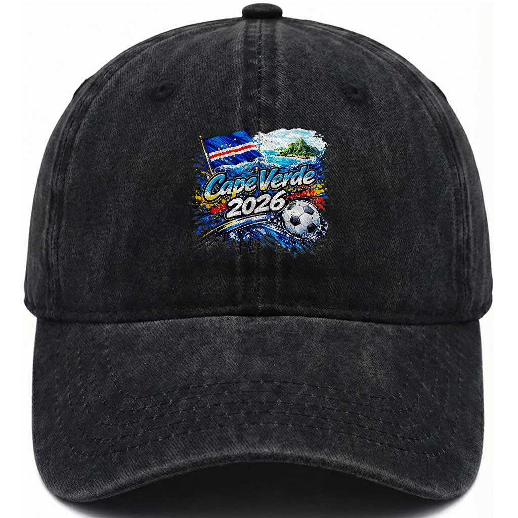 Cape Verde Soccer 2026 Island Flag Washed Cotton Baseball Cap Cabo Verde Football Team Fans Tropical Pride Gift
