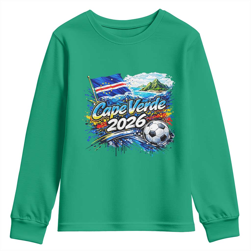 Cape Verde Soccer 2026 Island Flag Youth Sweatshirt Cabo Verde Football Team Fans Tropical Pride Gift
