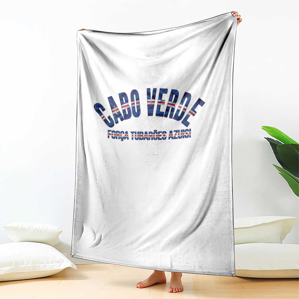 Forca Tubaroes Azuis Cabo Verde National Pride Throw Blanket Cape Verde Football Fans Blue Sharks Heritage