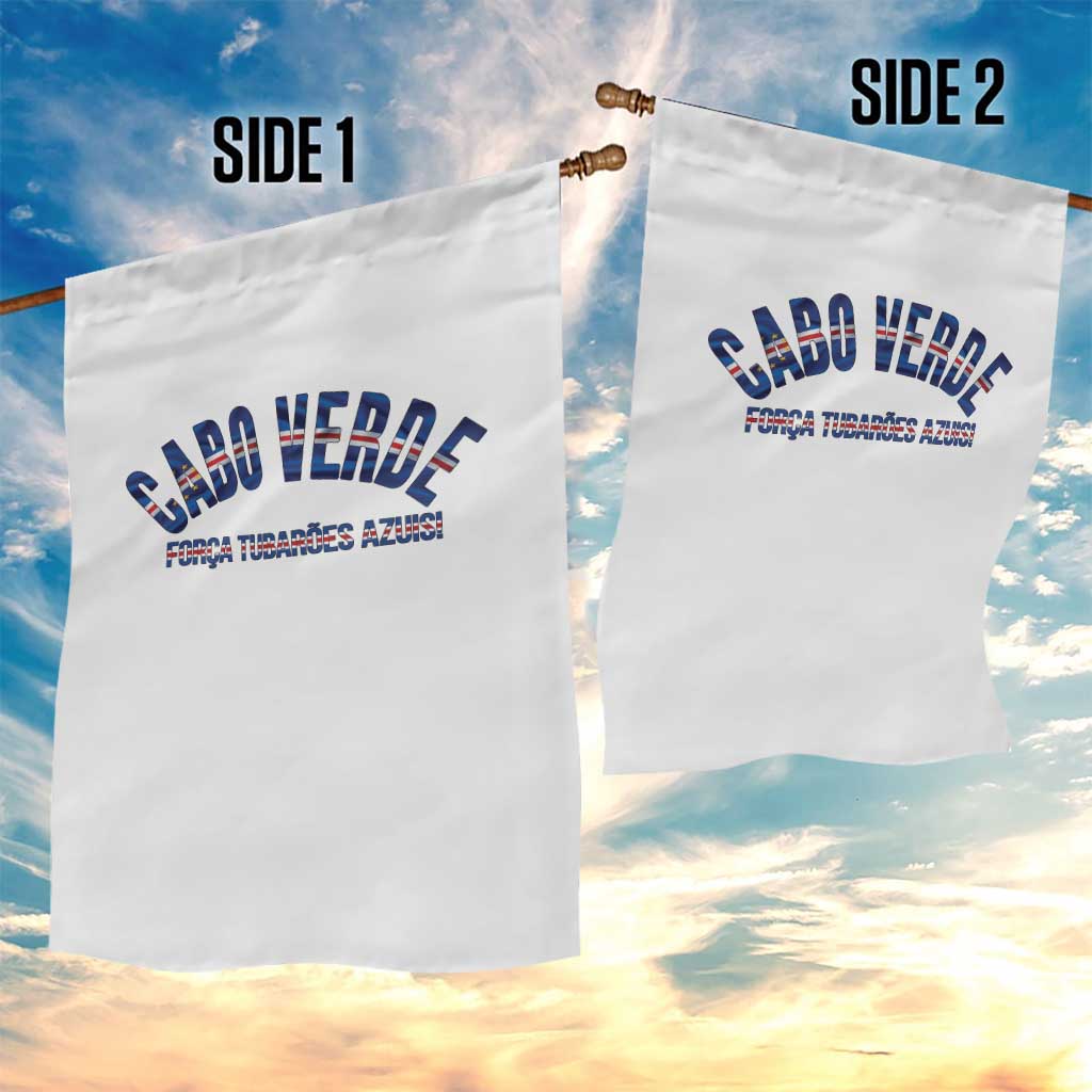 Forca Tubaroes Azuis Cabo Verde National Pride Garden Flag Cape Verde Football Fans Blue Sharks Heritage