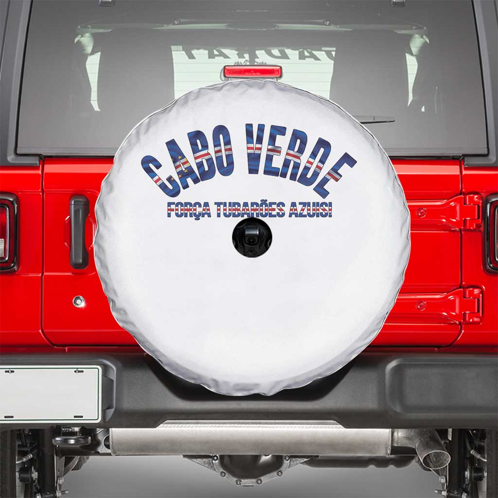 Forca Tubaroes Azuis Cabo Verde National Pride Spare Tire Cover Cape Verde Football Fans Blue Sharks Heritage