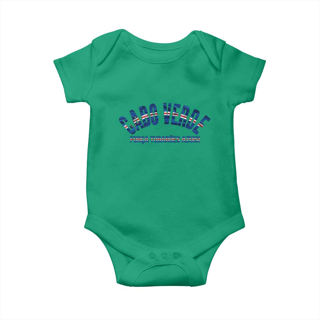 Forca Tubaroes Azuis Cabo Verde National Pride Baby Onesie Cape Verde Football Fans Blue Sharks Heritage