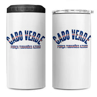Forca Tubaroes Azuis Cabo Verde National Pride 4 in 1 Can Cooler Tumbler Cape Verde Football Fans Blue Sharks Heritage