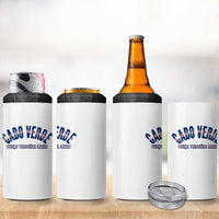 Forca Tubaroes Azuis Cabo Verde National Pride 4 in 1 Can Cooler Tumbler Cape Verde Football Fans Blue Sharks Heritage