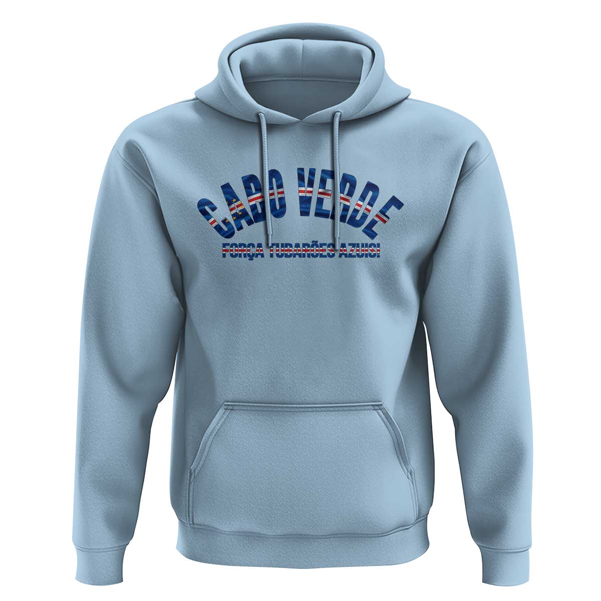 Forca Tubaroes Azuis Cabo Verde National Pride Hoodie Cape Verde Football Fans Blue Sharks Heritage