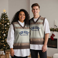Forca Tubaroes Azuis Cabo Verde National Pride V-Neck Knit Sweater Vest Cape Verde Football Fans Blue Sharks Heritage
