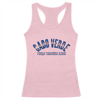 Forca Tubaroes Azuis Cabo Verde National Pride Racerback Tank Top Cape Verde Football Fans Blue Sharks Heritage