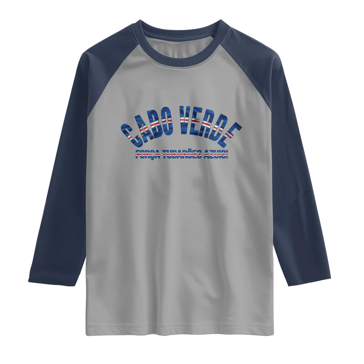 Forca Tubaroes Azuis Cabo Verde National Pride Raglan Shirt Cape Verde Football Fans Blue Sharks Heritage