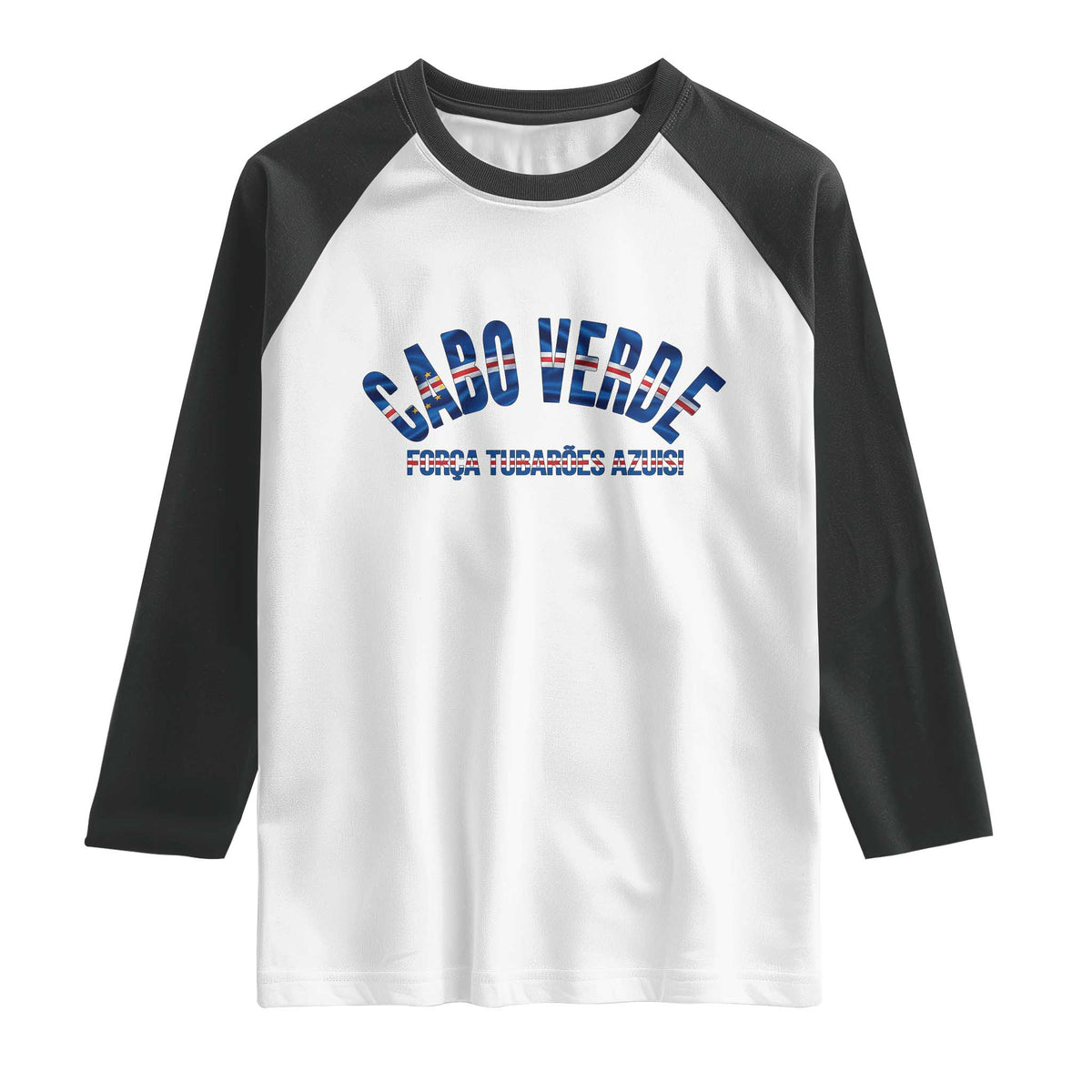 Forca Tubaroes Azuis Cabo Verde National Pride Raglan Shirt Cape Verde Football Fans Blue Sharks Heritage