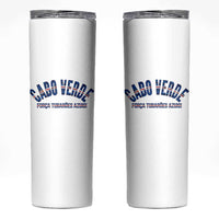 Forca Tubaroes Azuis Cabo Verde National Pride Skinny Tumbler Cape Verde Football Fans Blue Sharks Heritage