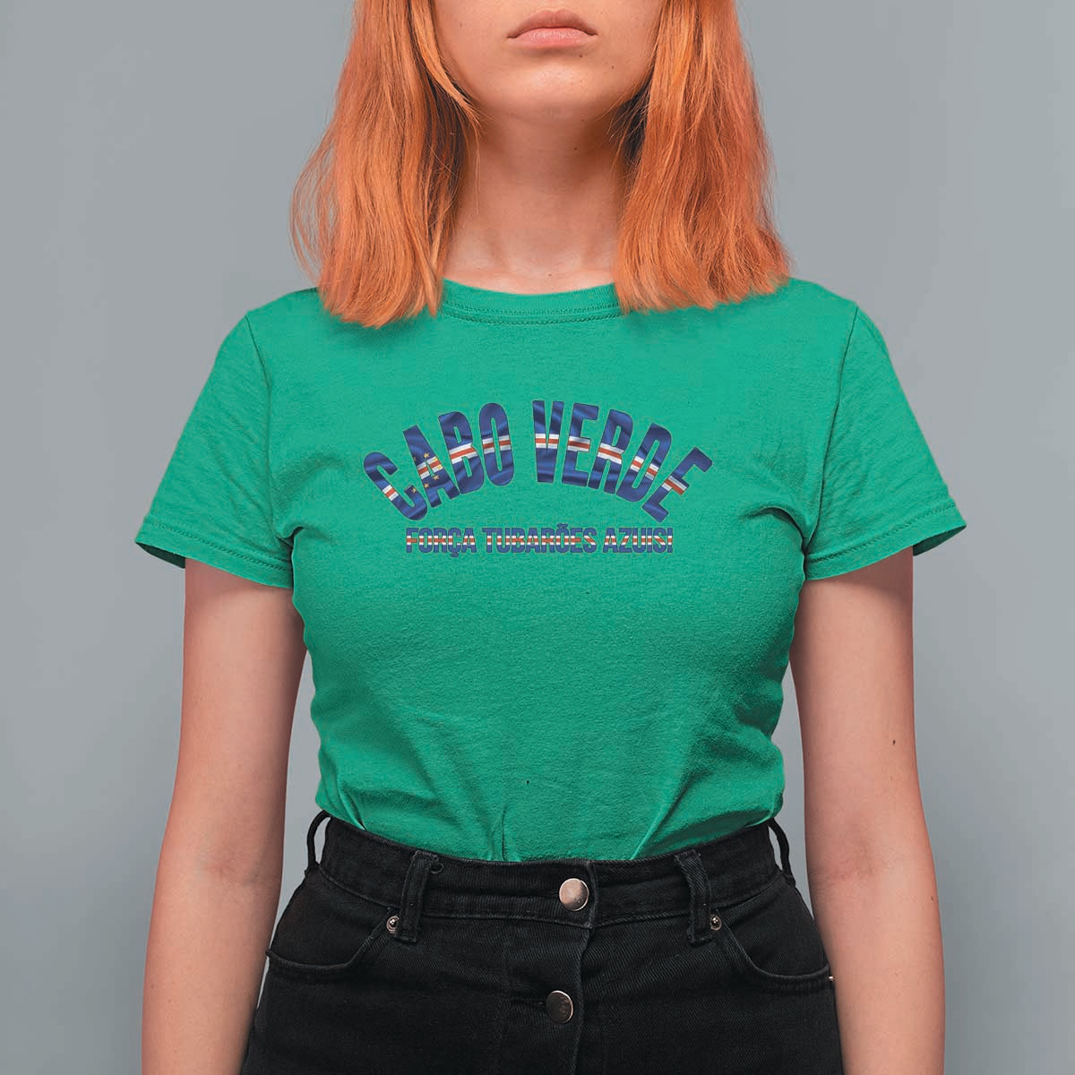 Forca Tubaroes Azuis Cabo Verde National Pride T Shirt For Women Cape Verde Football Fans Blue Sharks Heritage