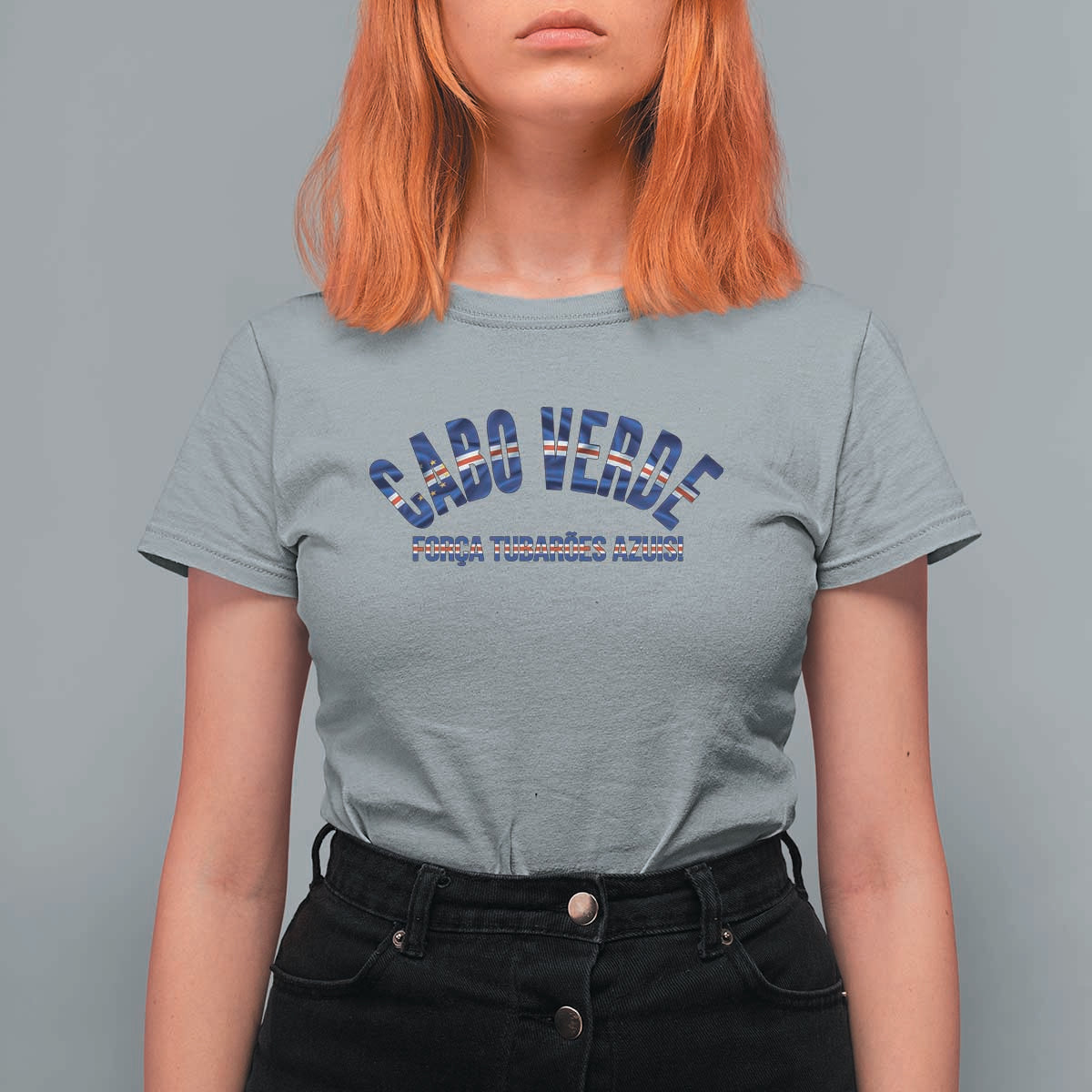 Forca Tubaroes Azuis Cabo Verde National Pride T Shirt For Women Cape Verde Football Fans Blue Sharks Heritage