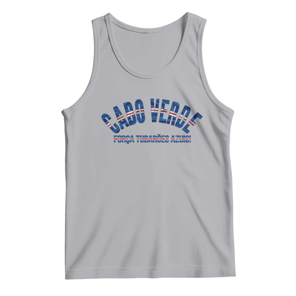 Forca Tubaroes Azuis Cabo Verde National Pride Tank Top Cape Verde Football Fans Blue Sharks Heritage