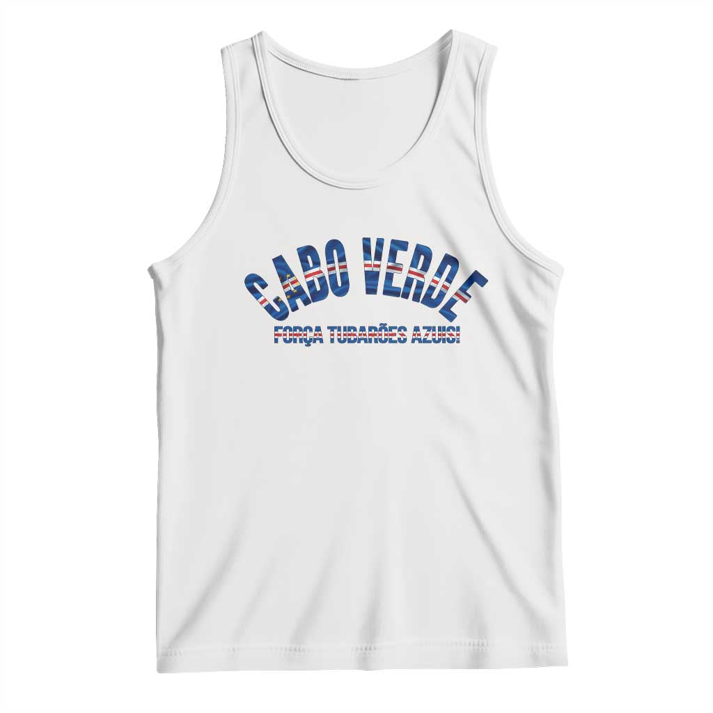 Forca Tubaroes Azuis Cabo Verde National Pride Tank Top Cape Verde Football Fans Blue Sharks Heritage