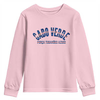Forca Tubaroes Azuis Cabo Verde National Pride Youth Sweatshirt Cape Verde Football Fans Blue Sharks Heritage