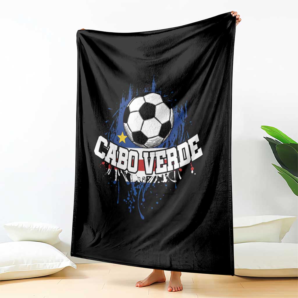 Cabo Verde Flag Football Graphic Throw Blanket Cape Verde Soccer Fans Artistic Pride