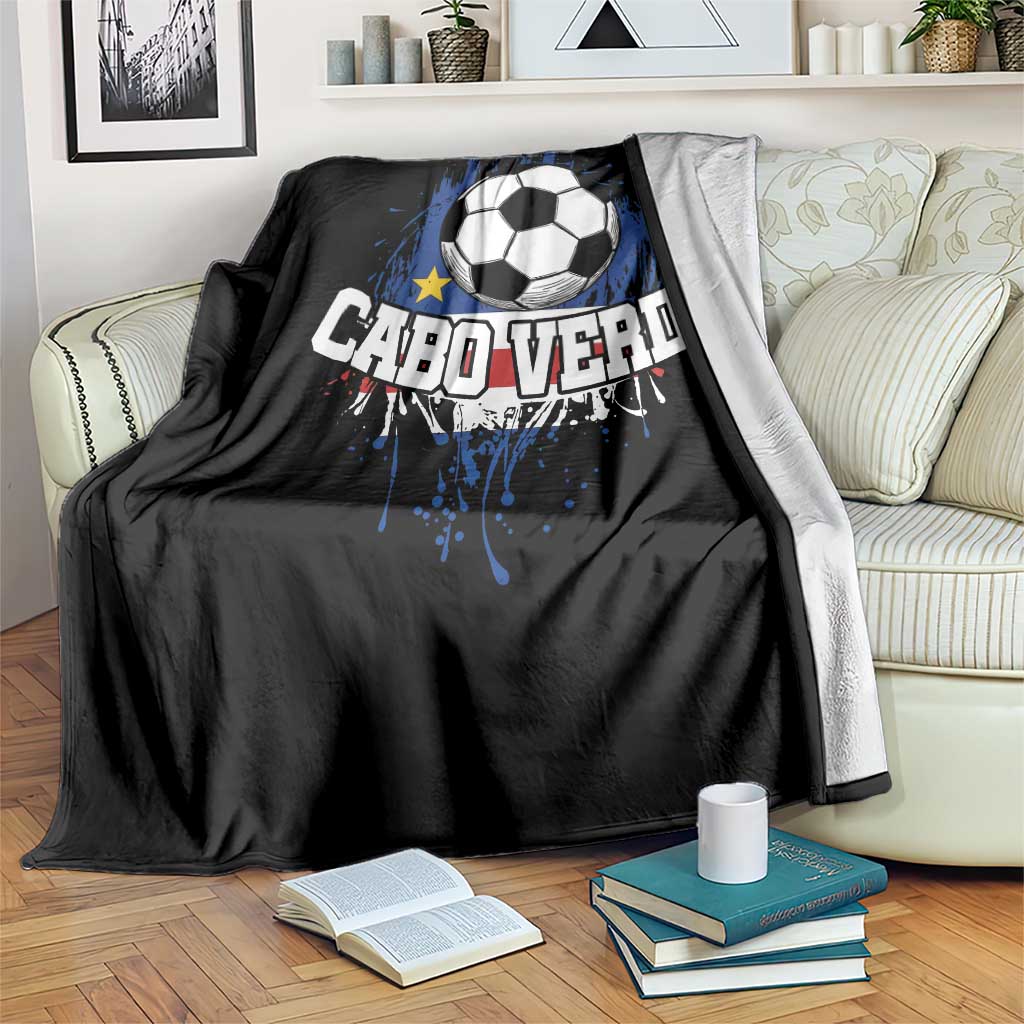 Cabo Verde Flag Football Graphic Throw Blanket Cape Verde Soccer Fans Artistic Pride
