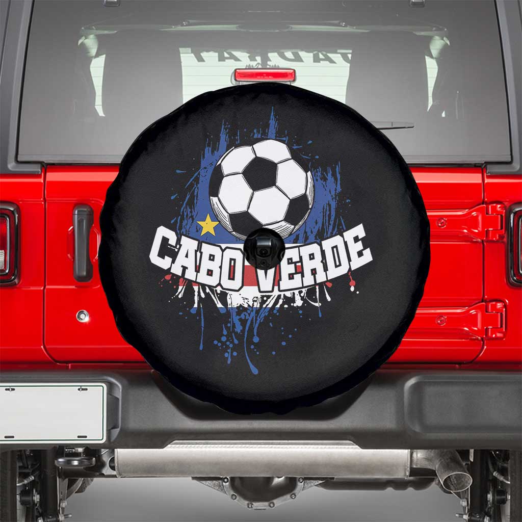 Cabo Verde Flag Football Graphic Spare Tire Cover Cape Verde Soccer Fans Artistic Pride