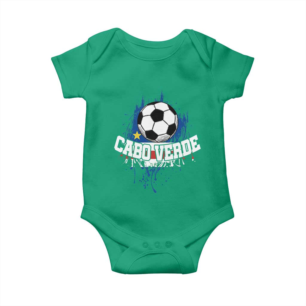 Cabo Verde Flag Football Graphic Baby Onesie Cape Verde Soccer Fans Artistic Pride