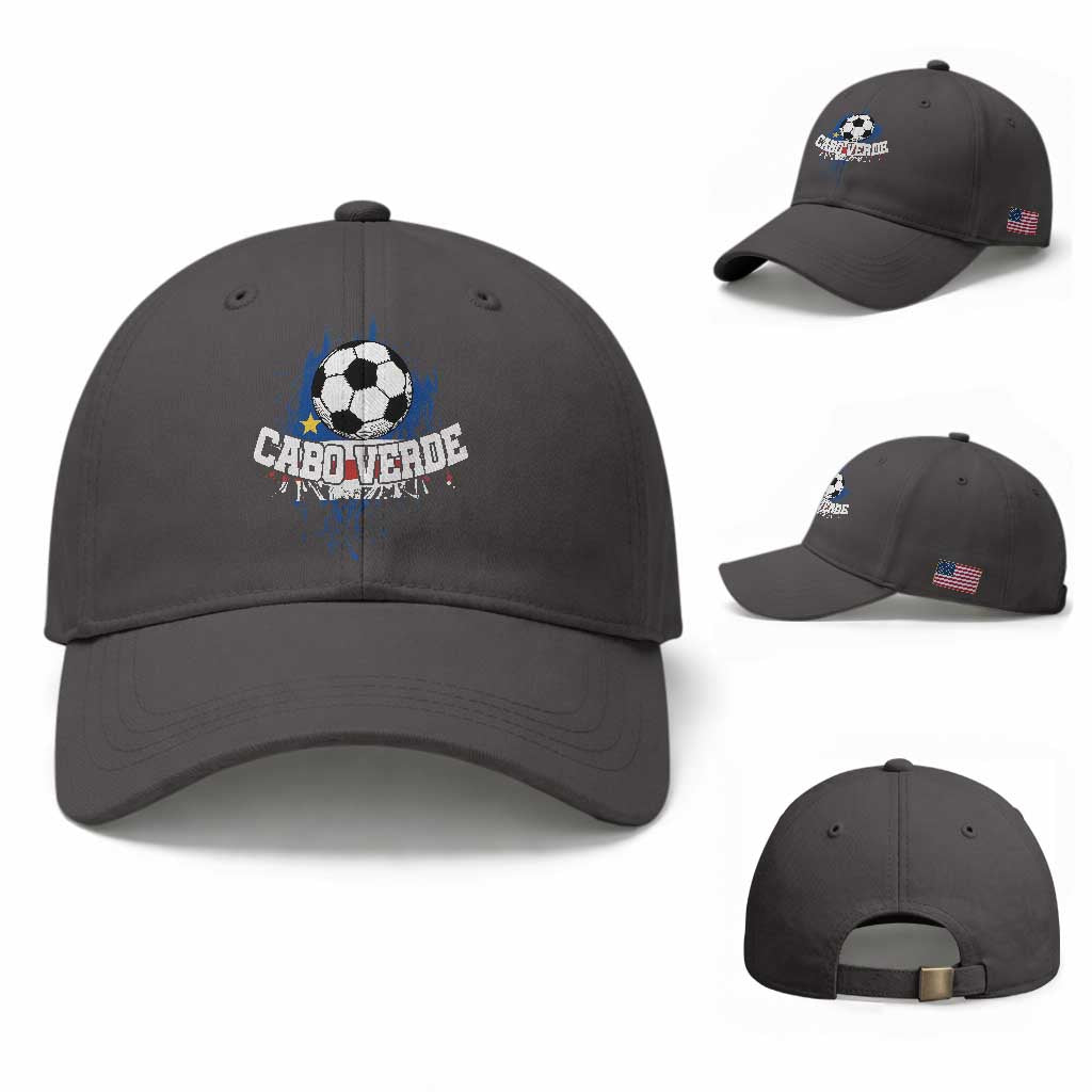 Cabo Verde Flag Football Graphic Baseball Cap Cape Verde Soccer Fans Artistic Pride