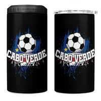 Cabo Verde Flag Football Graphic 4 in 1 Can Cooler Tumbler Cape Verde Soccer Fans Artistic Pride