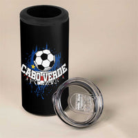 Cabo Verde Flag Football Graphic 4 in 1 Can Cooler Tumbler Cape Verde Soccer Fans Artistic Pride
