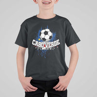 Cabo Verde Flag Football Graphic T Shirt For Kid Cape Verde Soccer Fans Artistic Pride