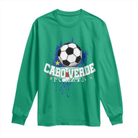 Cabo Verde Flag Football Graphic Long Sleeve Shirt Cape Verde Soccer Fans Artistic Pride