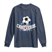 Cabo Verde Flag Football Graphic Long Sleeve Shirt Cape Verde Soccer Fans Artistic Pride