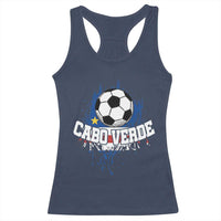 Cabo Verde Flag Football Graphic Racerback Tank Top Cape Verde Soccer Fans Artistic Pride