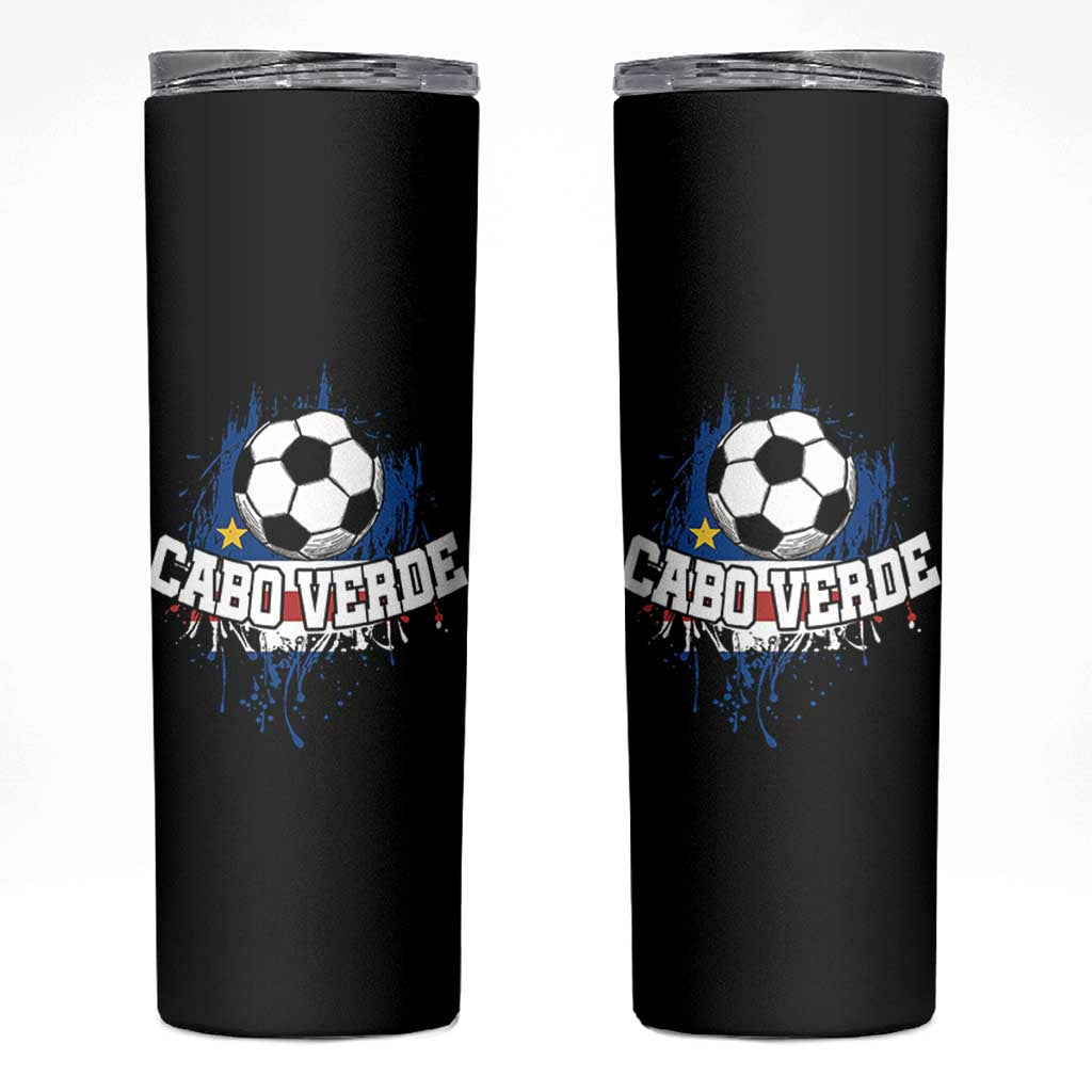 Cabo Verde Flag Football Graphic Skinny Tumbler Cape Verde Soccer Fans Artistic Pride