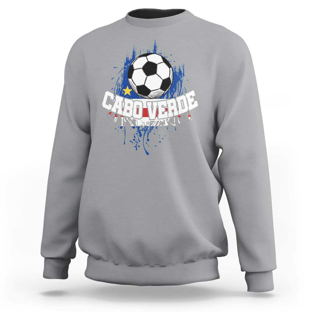 Cabo Verde Flag Football Graphic Sweatshirt Cape Verde Soccer Fans Artistic Pride