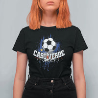 Cabo Verde Flag Football Graphic T Shirt For Women Cape Verde Soccer Fans Artistic Pride