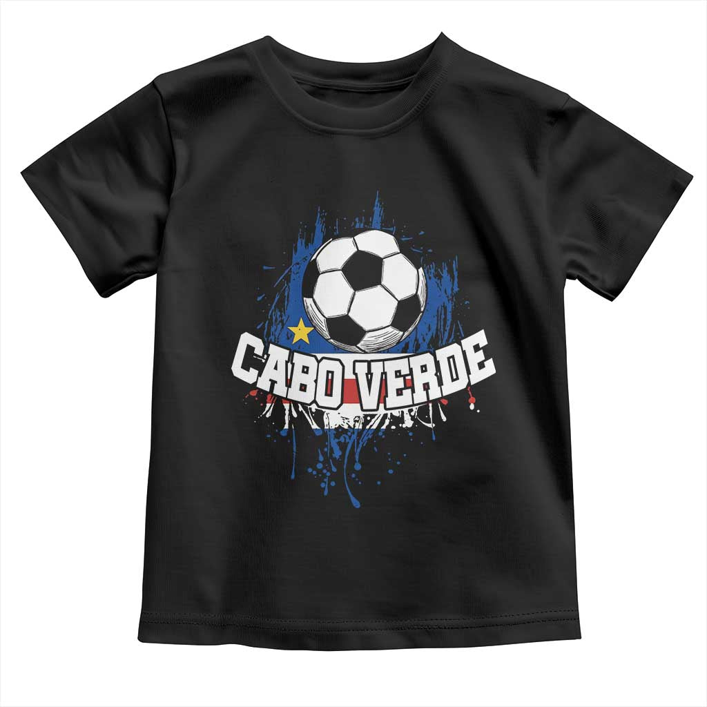 Cabo Verde Flag Football Graphic Toddler T Shirt Cape Verde Soccer Fans Artistic Pride