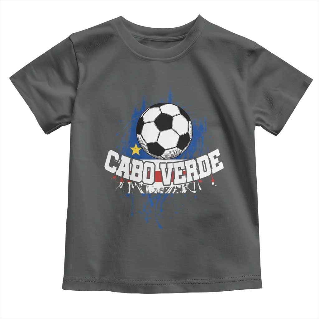 Cabo Verde Flag Football Graphic Toddler T Shirt Cape Verde Soccer Fans Artistic Pride